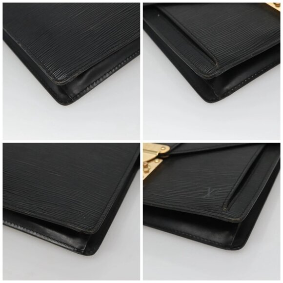 LOUIS VUITTON Epi Serie Dragonne Clutch Bag Black Noir M52612 LV Auth - Picture 15 of 16